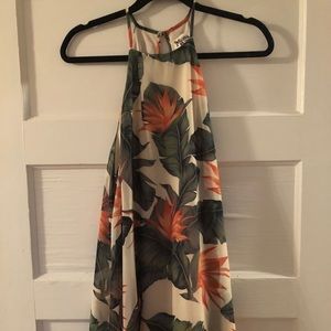 Coral and Green Palm Sundress